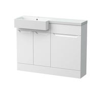 Balterley Teddesley Floor Standing Compact 2 Door Vanity Basin Wc Unit With Polymarble Basin, 1100mm, Left Hand, Matt White