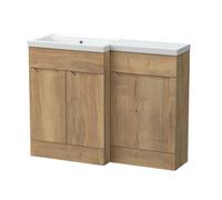 Balterley Teddesley Floor Standing 2 Door Vanity Basin Wc Unit With Polymarble Basin, 1100mm, Left Hand, Autumn Oak