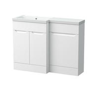 Balterley Teddesley Floor Standing 2 Door Vanity Basin Wc Unit With Polymarble Basin, 1100mm, Left Hand, Matt White