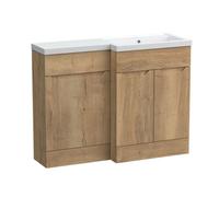 Balterley Teddesley Floor Standing 2 Door Vanity Basin Wc Unit With Polymarble Basin, 1100mm, Right Hand, Autumn Oak
