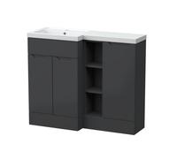 Balterley Teddesley Floor Standing 3 Door Vanity Basin Wc Unit With Polymarble Basin, 1000mm, Left Hand, Dark Grey