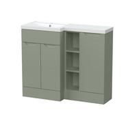 Balterley Teddesley Floor Standing 3 Door Vanity Basin Wc Unit With Polymarble Basin, 1000mm, Left Hand, Fern Green