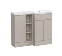 Balterley Teddesley Floor Standing 3 Door Vanity Basin Wc Unit With Polymarble Basin, 1000mm, Right Hand, Pebble Grey