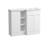 Balterley Teddesley Floor Standing 3 Door Vanity Basin Wc Unit With Polymarble Basin, 1000mm, Right Hand, Matt White