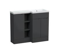 Balterley Teddesley Floor Standing 3 Door Vanity Basin Wc Unit With Polymarble Basin, 1000mm, Right Hand, Dark Grey