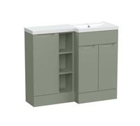 Balterley Teddesley Floor Standing 3 Door Vanity Basin Wc Unit With Polymarble Basin, 1000mm, Right Hand, Fern Green