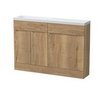Balterley Teddesley Floor Standing Compact 2 Door Combination Vanity Basin Wc Unit With Polymarble Basin, 1200mm, Autumn Oak