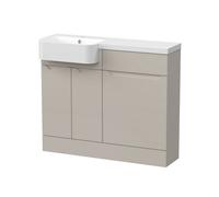 Balterley Teddesley Floor Standing Compact 2 Door Combination Vanity Basin Wc Unit With Polymarble Basin, 1000mm, Left Hand, Pebble Grey