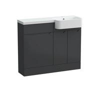 Balterley Teddesley Floor Standing Compact 2 Door Combination Vanity Basin Wc Unit With Polymarble Basin, 1000mm, Right Hand, Dark Grey