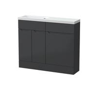 Balterley Teddesley Floor Standing Compact 2 Door Combination Vanity Basin Wc Unit With Polymarble Basin, 1000mm, Dark Grey