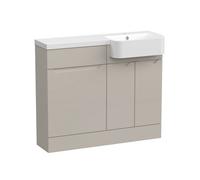 Balterley Teddesley Floor Standing Compact 2 Door Combination Vanity Basin Wc Unit With Polymarble Basin, 1000mm, Right Hand, Pebble Grey