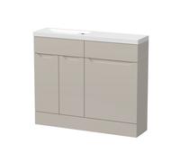 Balterley Teddesley Floor Standing Compact 2 Door Combination Vanity Basin Wc Unit With Polymarble Basin, 1000mm, Pebble Grey