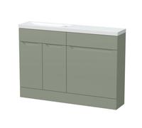 Balterley Teddesley Floor Standing Compact 2 Door Combination Vanity Basin Wc Unit With Polymarble Basin, 1200mm, Fern Green