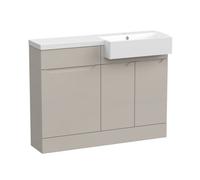 Balterley Teddesley Floor Standing Compact 2 Door Vanity Basin Wc Unit With Polymarble Basin, 1100mm, Right Hand, Pebble Grey