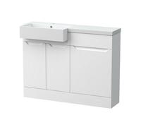 Balterley Teddesley Floor Standing Compact 2 Door Vanity Basin Wc Unit With Polymarble Basin, 1100mm, Left Hand, Matt White