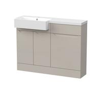 Balterley Teddesley Floor Standing Compact 2 Door Vanity Basin Wc Unit With Polymarble Basin, 1100mm, Left Hand, Pebble Grey