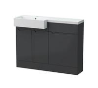 Balterley Teddesley Floor Standing Compact 2 Door Vanity Basin Wc Unit With Polymarble Basin, 1100mm, Left Hand, Dark Grey
