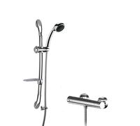 Current Round Thermostatic Bar Valve and Luxury Curved Slider Rail Kit Shower Bundle - Chrome - Balterley