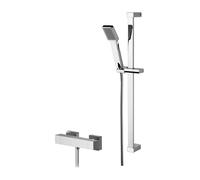 Ripple Square Thermostatic Bar Valve And Rectangular Slide Rail Kit Shower Bundle - Chrome - Balterley