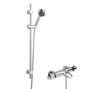 Thermostatic Bath Shower Mixer Tap Multi Function Handset Slide Rail Balterley Silver One Size