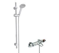 Thermostatic Bath Shower Mixer Tap Water Saving Handset Slide Rail Balterley Silver One Size