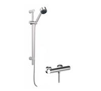 Balterley Thermostatic Shower Mixer Kit with Round Handset, Mixer Bar & Adjustable Riser Rail, Shower Head and Hose Set, Thermostatic Mixer with Handheld Showerhead - 25 x 81 x 660mm (Chrome)