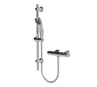 Balterley Thermostatic Shower Mixer Kit with Round Handset, Mixer Bar & Adjustable Riser Rail, Shower Head and Hose Set, Thermostatic Mixer with Handheld Showerhead - 130 x 250 x 600mm (Chrome)