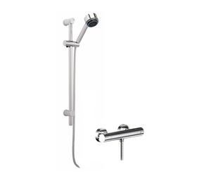 Balterley Thermostatic Shower Mixer Kit with Round Handset, Mixer Bar & Adjustable Riser Rail, Shower Head and Hose Set, Thermostatic Mixer with Handheld Showerhead - 25 x 81 x 660mm (Chrome)
