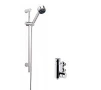 Balterley Thermostatic Shower Mixer Kit with Round Handset, Vertical Mixer Bar & Adjustable Riser Rail, Shower Head and Hose Set, Thermostatic Mixer, Handheld Showerhead - 25 x 81 x 660mm (Chrome)