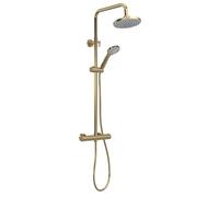 Balterley Thermostatic Shower Mixer Kit with Round Head, Handset, Mixer Bar & Adjustable Riser Rail, Shower Head and Hose, Rainfall Showerhead and Hose Set - 267 x 429 x 1245mm (Brushed Brass)