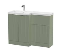 Balterley Tixall 2 Door Vanity WC Combi Unit with Poly Basin, LH, 1100mm, Green Balterley Green