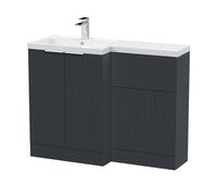 Balterley Tixall 2 Door Vanity WC Unit with Poly Basin, LH, 1100mm, Dark Grey Balterley Grey