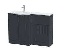 Balterley Tixall 2 Door Vanity WC Unit with Stone Basin, LH, 1100mm, Dark Grey Balterley Grey