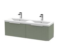 Balterley Tixall 2 Drawer Wall Hung Vanity Basin Unit, Satin Green, 1200mm in Green Balterley Green