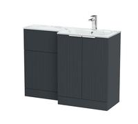 Balterley Tixall Contemporary Floor Standing 2 Door Vanity Wc Combination Unit, Carrera Marble Stone Basin, Right Hand, 1100mm, Dark Grey