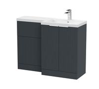 Balterley Tixall Contemporary Floor Standing 2 Door Vanity Wc Combination Unit With Polymarble Basin, Right Hand, 1100mm, Dark Grey