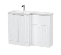 Balterley Tixall Contemporary Floor Standing 2 Door Vanity Wc Combination Unit With Polymarble Basin, Left Hand, 1100mm, White
