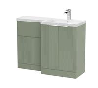 Balterley Tixall Contemporary Floor Standing 2 Door Vanity Wc Combination Unit With Polymarble Basin, Right Hand, 1100mm, Green