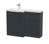 Balterley Tixall Contemporary Floor Standing 2 Door Vanity Wc Combination Unit With Polymarble Basin, Left Hand, 1100mm, Dark Grey