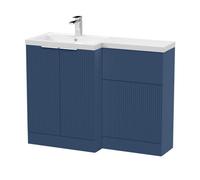 Balterley Tixall Contemporary Floor Standing 2 Door Vanity Wc Combination Unit With Polymarble Basin, Left Hand, 1100mm, Blue