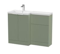 Balterley Tixall Contemporary Floor Standing 2 Door Vanity Wc Combination Unit With Polymarble Basin, Left Hand, 1100mm, Green