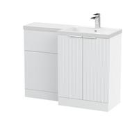 Balterley Tixall Contemporary Floor Standing 2 Door Vanity Wc Combination Unit With Polymarble Basin, Right Hand, 1100mm, White
