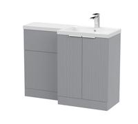 Balterley Tixall Contemporary Floor Standing 2 Door Vanity Wc Combination Unit With Polymarble Basin, Right Hand, 1100mm, Grey