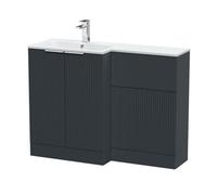 Balterley Tixall Contemporary Floor Standing 2 Door Vanity Wc Combination Unit With Stone Basin, Left Hand, 1100mm, Dark Grey