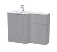 Balterley Tixall Contemporary Floor Standing 2 Door Vanity Wc Combination Unit With Stone Basin, Left Hand, 1100mm, Grey