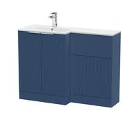 Balterley Tixall Contemporary Floor Standing 2 Door Vanity Wc Combination Unit With Stone Basin, Left Hand, 1100mm, Blue