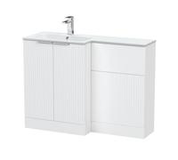 Balterley Tixall Contemporary Floor Standing 2 Door Vanity Wc Combination Unit With Stone Basin, Left Hand, 1100mm, White