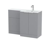 Balterley Tixall Contemporary Floor Standing 2 Door Vanity Wc Combination Unit With Stone Basin, Right Hand, 1100mm, Grey