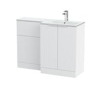 Balterley Tixall Contemporary Floor Standing 2 Door Vanity Wc Combination Unit With Stone Basin, Right Hand, 1100mm, White