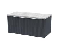 Tixall Fluted 1 Drawer Wall Hung Vanity Unit with Laminate Worktop, Dark Grey, 800mm
